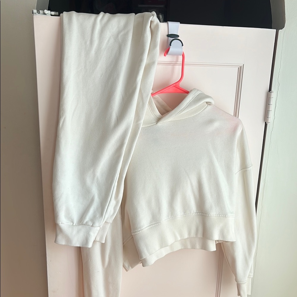 Cream Hoodie and Jogger Set